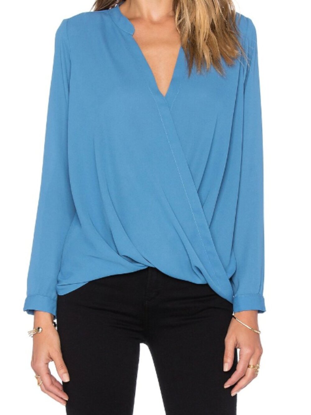 Revolve "Krisa" Long Sleeve Surplice Draped Blouse Size Medium